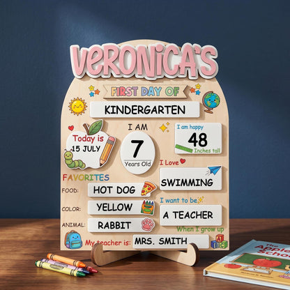 Custom First Day of School Sign,Preschool Back to School Board Kid Gift,Kindergarten 1st Day of School Photo Prop,Last Day School Name Sign - main product image