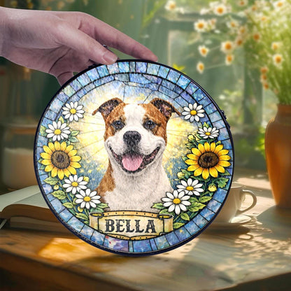 Personalized Dog Portrait Stained Glass Suncatcher, Custom Pet Memorial Stained Glass Window Hanging, Dog Loss Keepsake, Pet Loss Gift - product image 2
