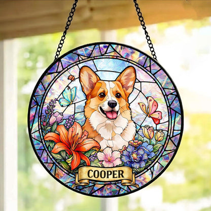 Personalized Cat Portrait Stained Glass Suncatcher, Custom Pet Memorial Stained Glass Window Hanging, Cat Loss Keepsake, Pet Loss Gift - main product image