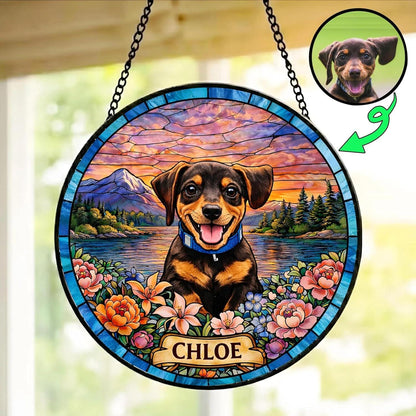 Personalized Cat Portrait Stained Glass Suncatcher, Custom Pet Memorial Stained Glass Window Hanging, Cat Loss Keepsake, Pet Loss Gift - product image 4