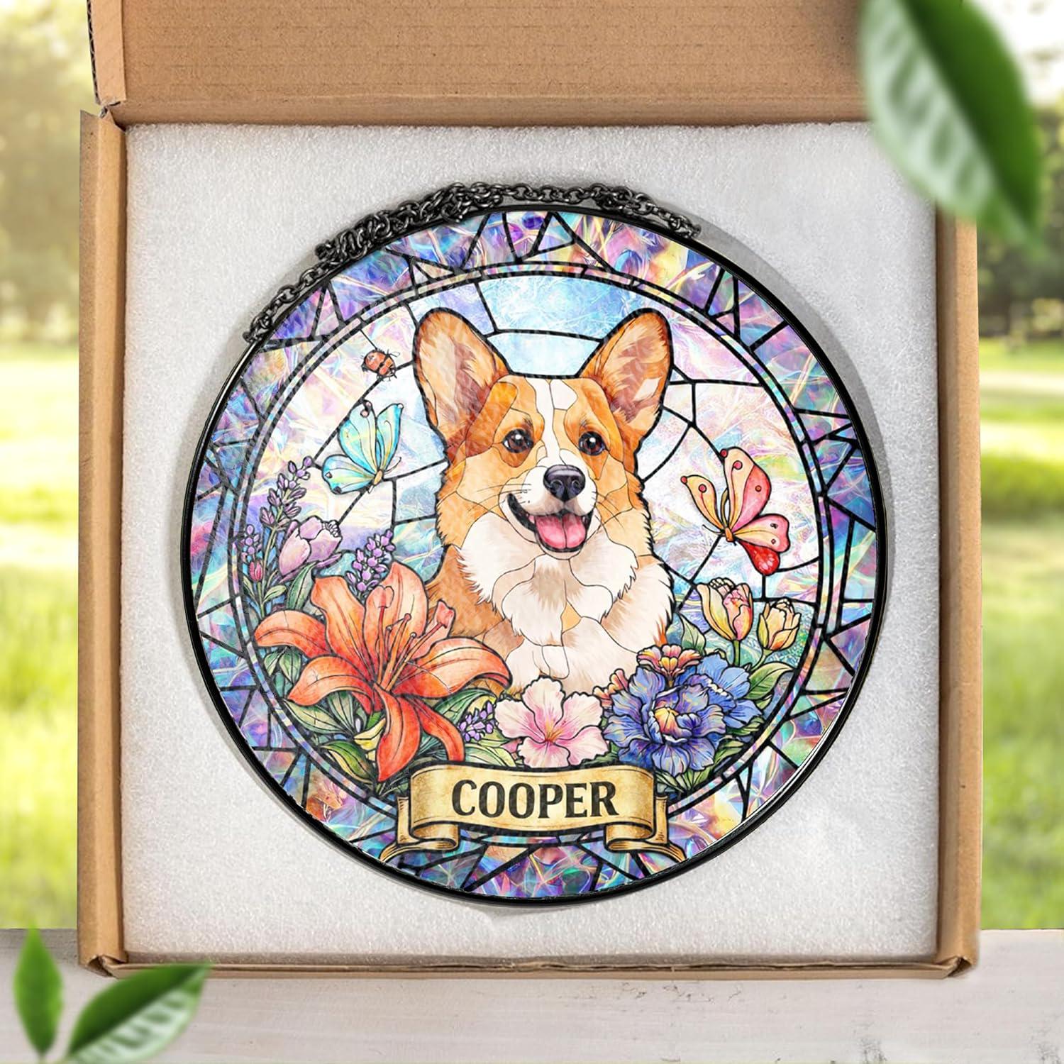 Personalized Cat Portrait Stained Glass Suncatcher, Custom Pet Memorial Stained Glass Window Hanging, Cat Loss Keepsake, Pet Loss Gift - product image 3