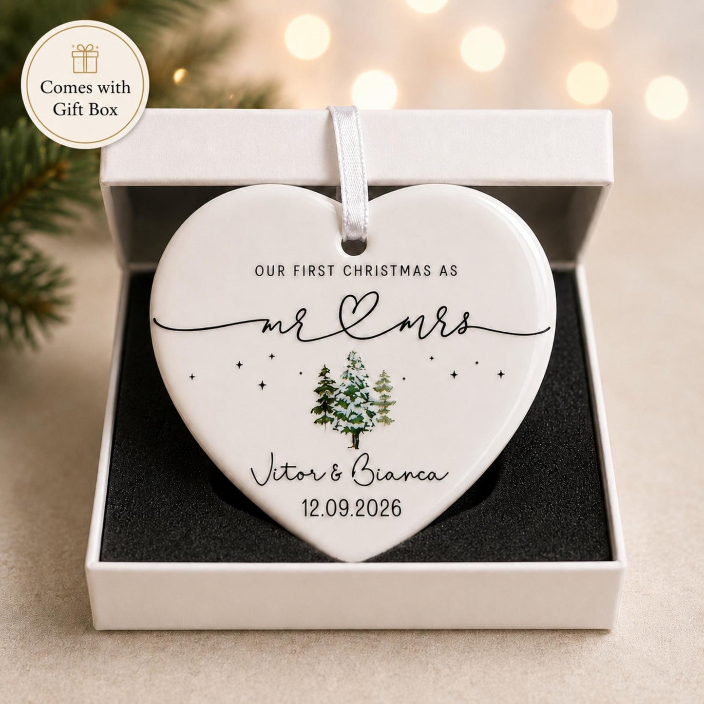 mr mrs ornament - Wedding Gift - Personalized First Christmas Keepsake - Our 1st Christmas Mr & Mrs Ornament - Housewarming mr and mrs idea - product image 2