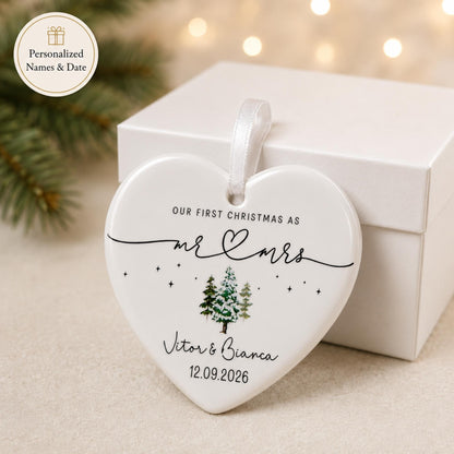 mr mrs ornament - Wedding Gift - Personalized First Christmas Keepsake - Our 1st Christmas Mr & Mrs Ornament - Housewarming mr and mrs idea - product image 3