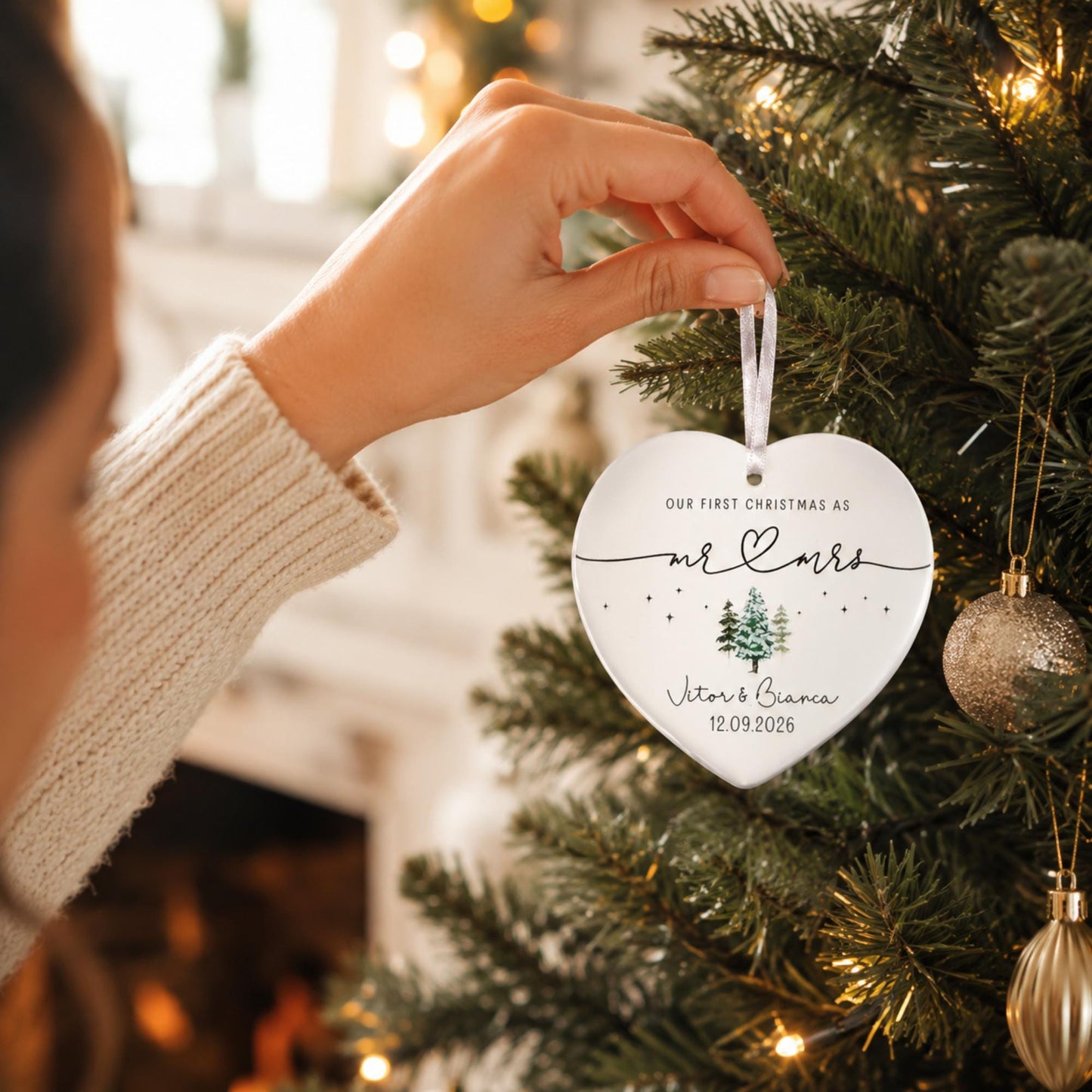 mr mrs ornament - Wedding Gift - Personalized First Christmas Keepsake - Our 1st Christmas Mr & Mrs Ornament - Housewarming mr and mrs idea - product image 8