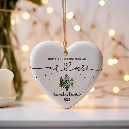 mr mrs ornament - Wedding Gift - Personalized First Christmas Keepsake - Our 1st Christmas Mr & Mrs Ornament - Housewarming mr and mrs idea - main product image