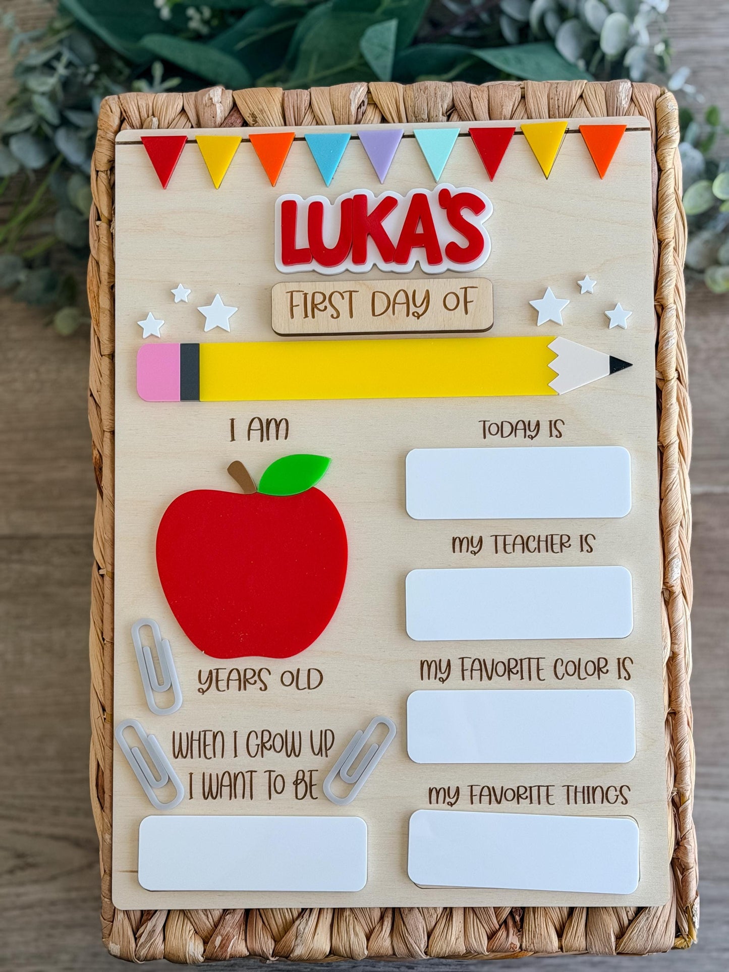 Personalized Back to School Dry Erase Board, First and Last Day Sign, Reusable Photo Prop, Kindergarten, Preschool & Elementary - product image 3