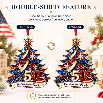 Personalized 250th America Christmas Ornament | Patriotic Family Ornament, USA Flag Ornament, Custom Family Name, Acrylic Christmas Decor - product image 8