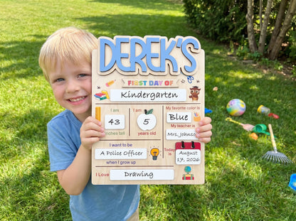 Personalized Back to School Sign, First Day of School Sign, Preschool, Kindergarten 1st Day of School Sign, School Board, Last Day of School - main product image
