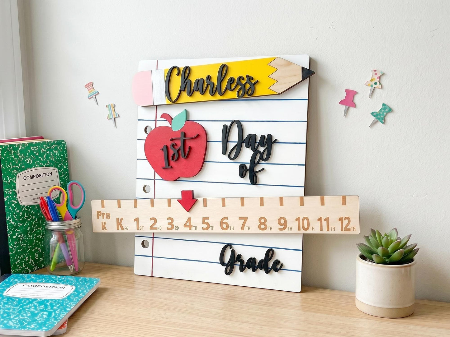Personalized Back to School Board, Custom First Day of School Sign, Reusable Dry-Erase Board, Preschool Photo Prop, Kindergarten Keepsake - product image 4