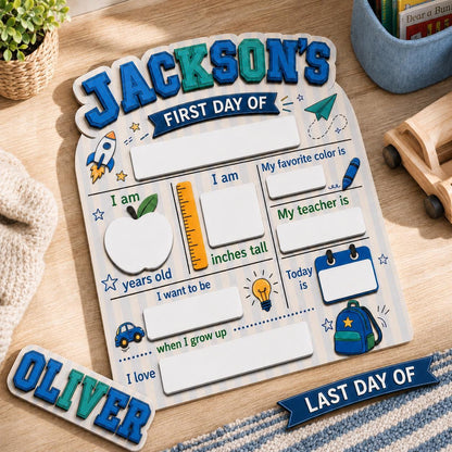 Custom First Day of School Sign, Last Day of School Sign, Personalized Name Dry Erase School Board, Kindergarten Back to School Photo Prop - product image 3