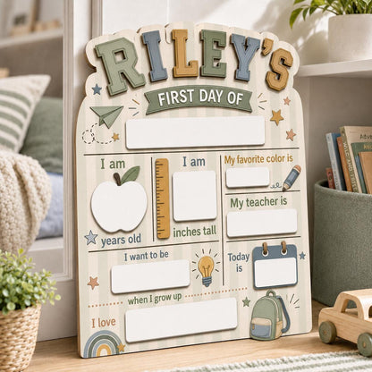 Custom First Day of School Sign, Last Day of School Sign, Personalized Name Dry Erase School Board, Kindergarten Back to School Photo Prop - product image 6