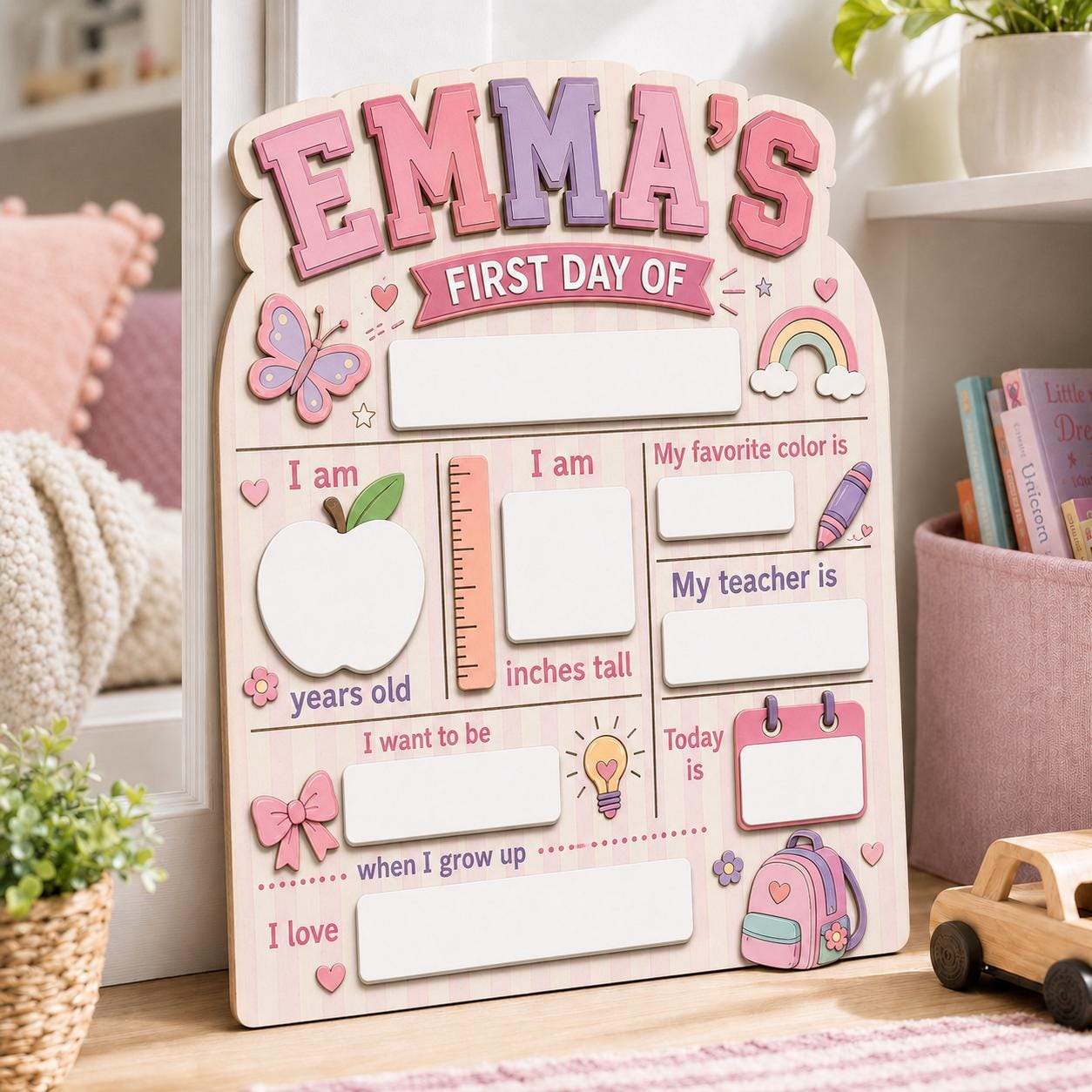 Custom First Day of School Sign, Last Day of School Sign, Personalized Name Dry Erase School Board, Kindergarten Back to School Photo Prop - product image 5