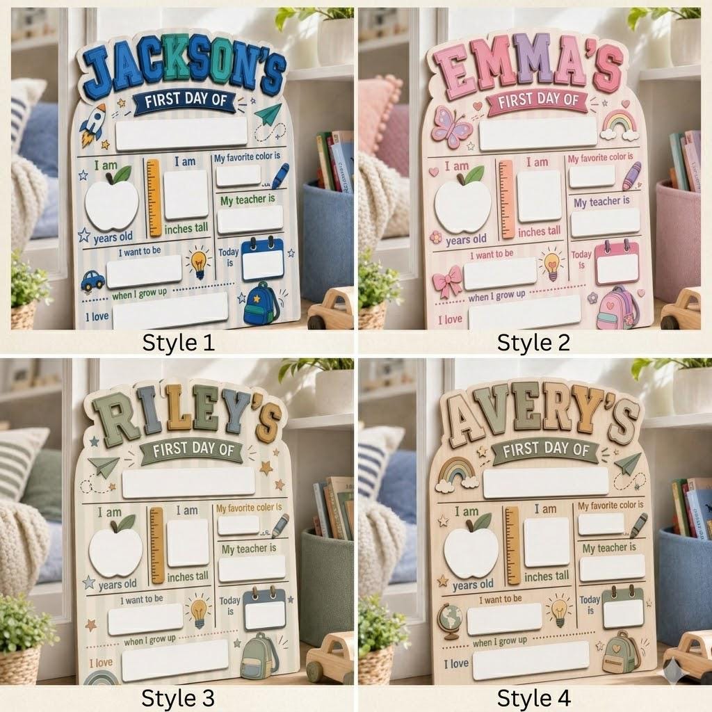 Custom First Day of School Sign, Last Day of School Sign, Personalized Name Dry Erase School Board, Kindergarten Back to School Photo Prop - product image 2