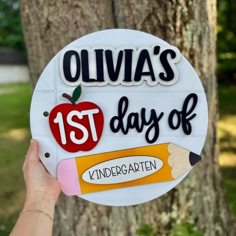 Interchangeable School Sign | First/Last/100th Day, All Grades (Personalized Name) - main product image