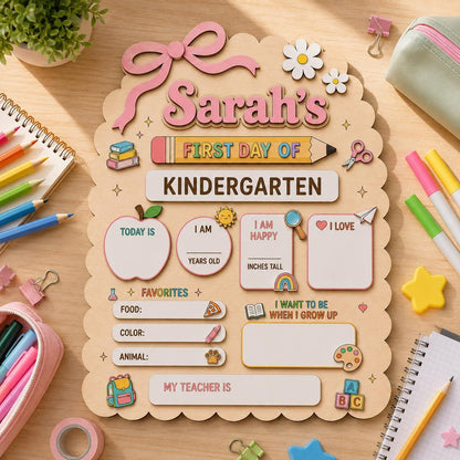 Personalized First Day of School Sign, Custom Kindergarten Milestone Board, Dry Erase School Sign, Back to School Gift for Kids - product image 7