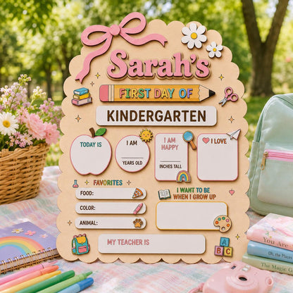 Personalized First Day of School Sign, Custom Kindergarten Milestone Board, Dry Erase School Sign, Back to School Gift for Kids - product image 2