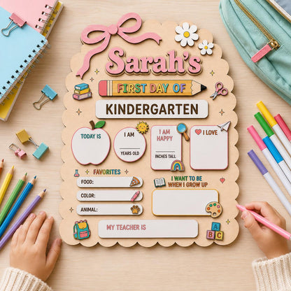 Personalized First Day of School Sign, Custom Kindergarten Milestone Board, Dry Erase School Sign, Back to School Gift for Kids - product image 6