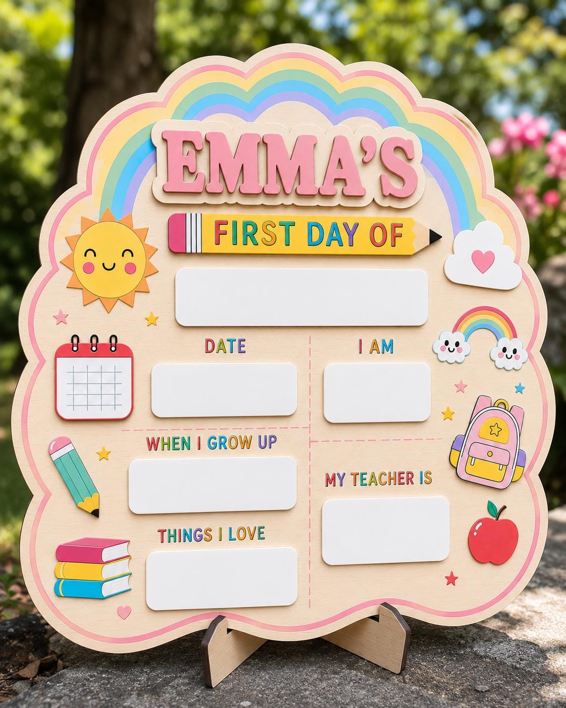 Personalized First Day of School Sign, Rainbow Back to School Board, Custom Name Milestone Sign, Preschool Kindergarten Photo Prop - product image 7