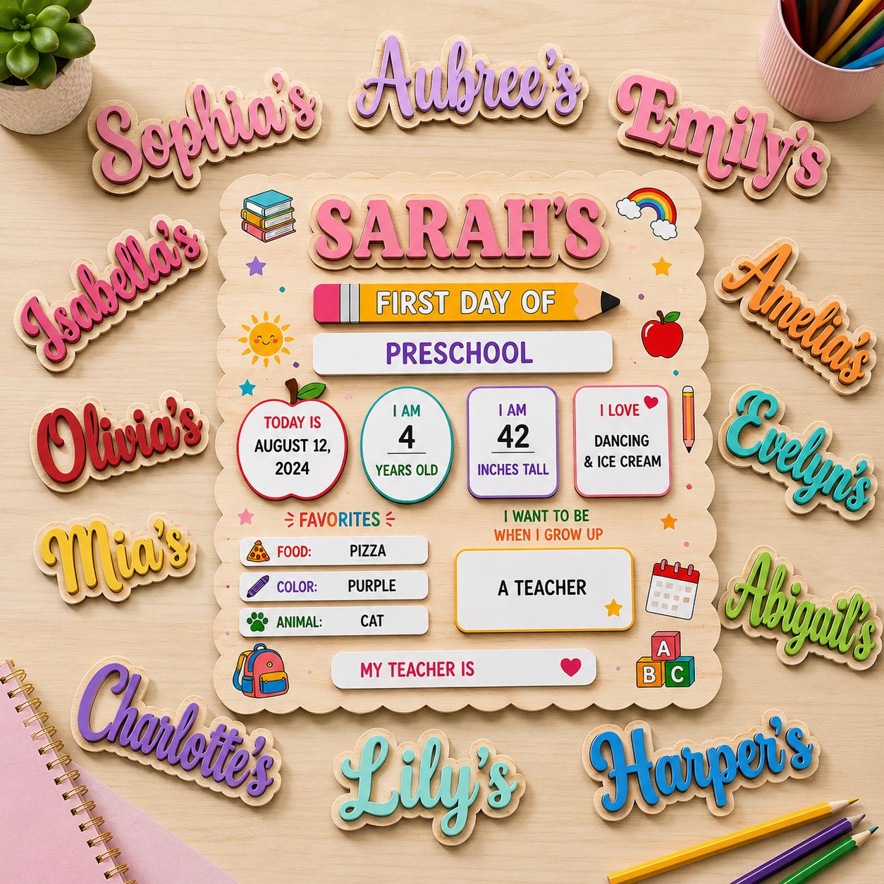 Personalized First Day of School Sign, Reusable School Board, Custom Back to School Sign, Dry Erase Milestone Board, 1st School Keepsake - product image 8