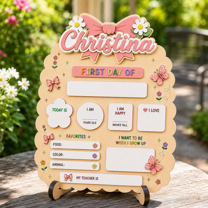 Personalized First Day of School Sign,Back to School Milestone Board, First Day Last Day School Board, Custom Name Sign,Back to school gifts - main product image