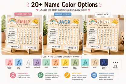 Personalized Chore Chart for Kid, Montessori Daily Routine Board, Dry Erase Reward Chart,Custom Name Responsibility Tracker, Kid Habit Chart - product image 6