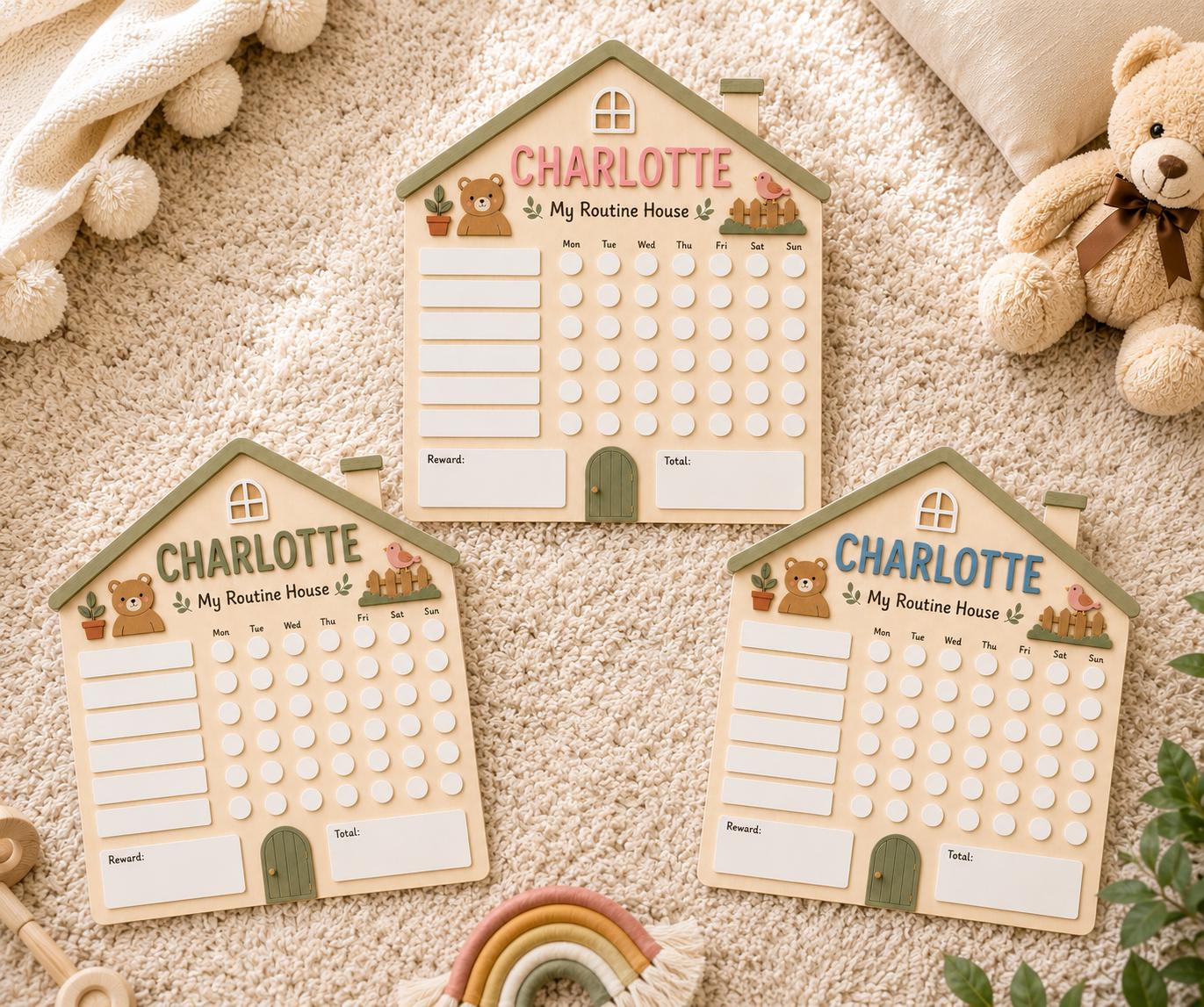 Personalized House Daily Routine Board | Montessori Chore Chart for Kids | Custom Name Habit Tracker | Reusable Task Board - product image 7