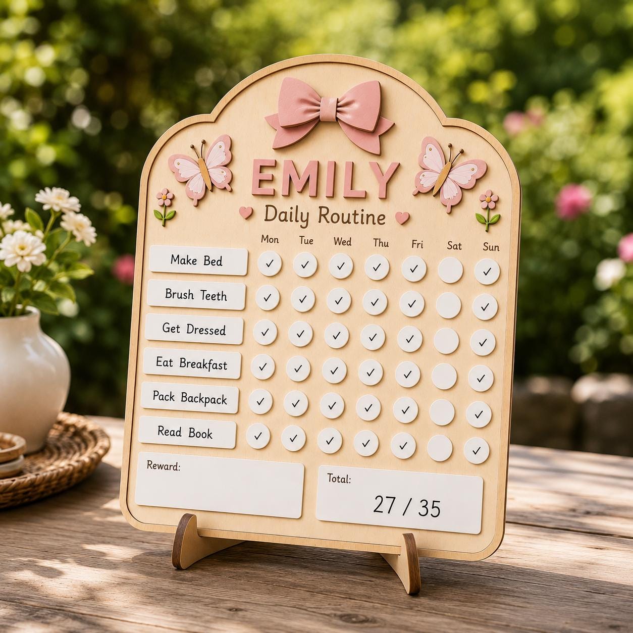 Personalized Daily Routine Board for Kids | Montessori Chore Chart | Custom Name Habit Tracker | Dry Erase Reward Board - product image 2