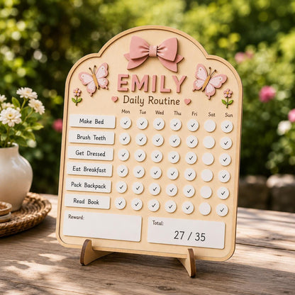 Personalized Daily Routine Board for Kids | Montessori Chore Chart | Custom Name Habit Tracker | Dry Erase Reward Board - product image 2
