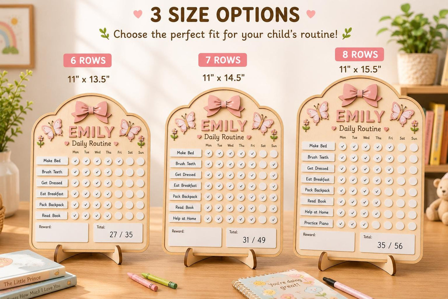 Personalized Daily Routine Board for Kids | Montessori Chore Chart | Custom Name Habit Tracker | Dry Erase Reward Board - product image 6
