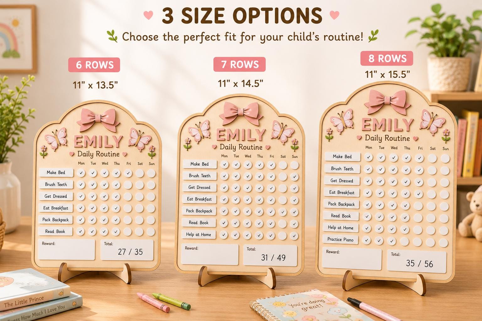 Personalized Daily Routine Board for Kids | Montessori Chore Chart | Custom Name Habit Tracker | Dry Erase Reward Board - product image 6
