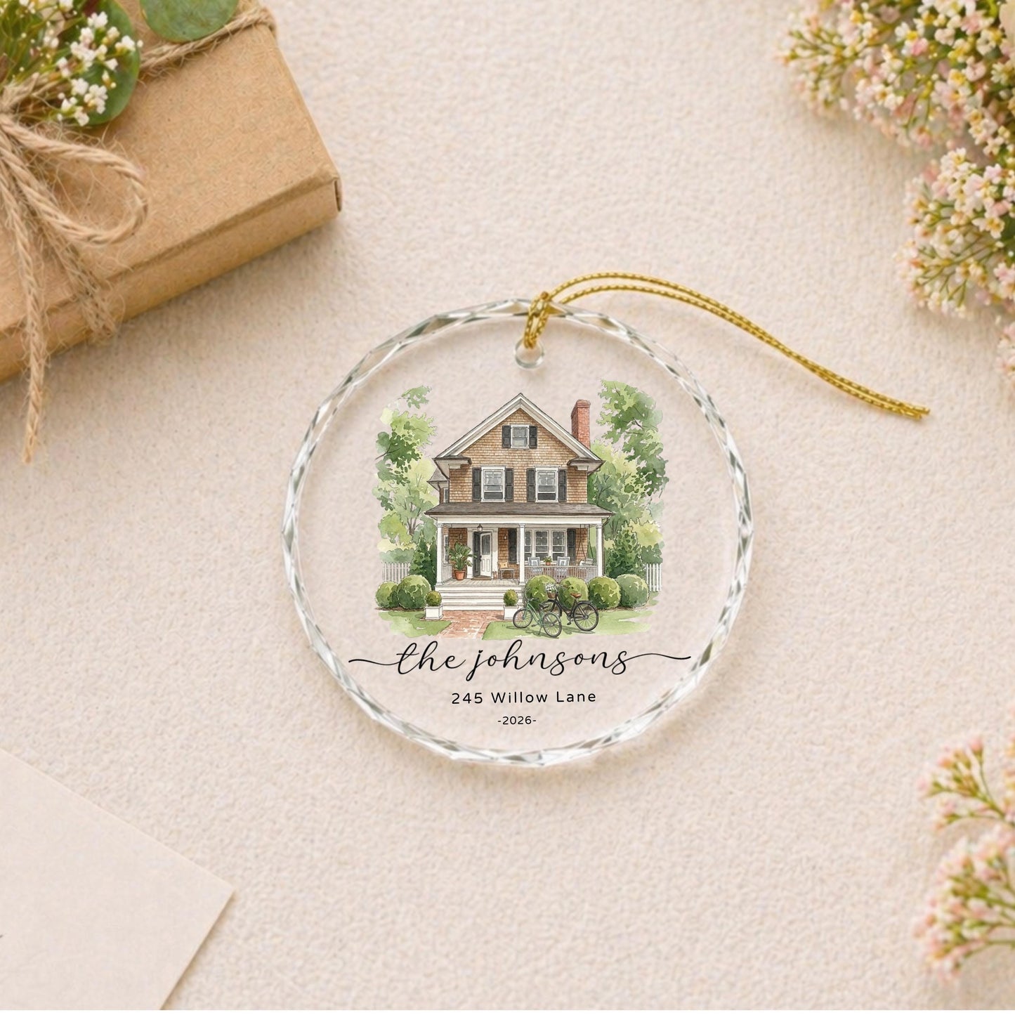 Custom Watercolor New Home Ornament l Personalized House Address Keepsake l Newly Wed Gift - product image 5