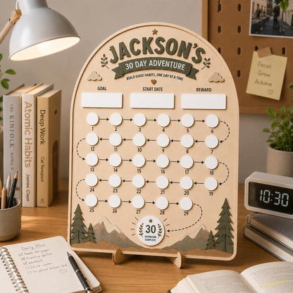 Personalized Habit Tracker for Kids | 30 Day Reward Board | Custom Wooden Routine Chart | Dry Erase Goal Tracker | Montessori Learning Gift - product image 2