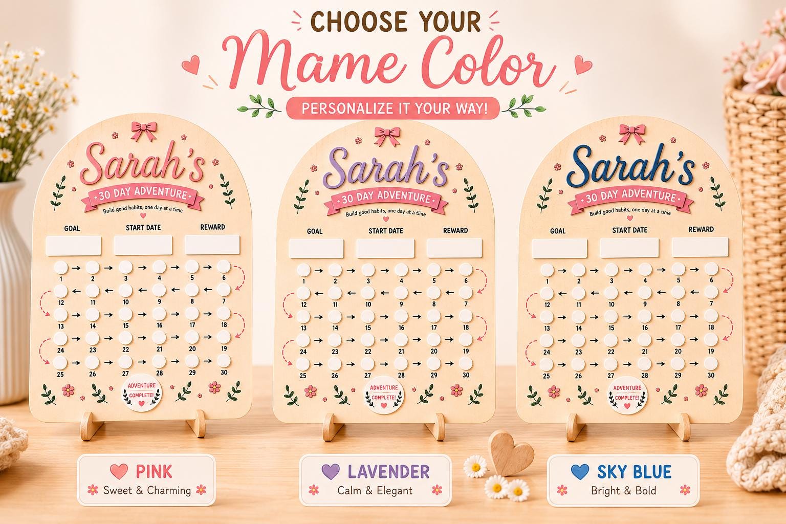 Personalized 30 Day Habit Tracker | Custom Kids Reward Chart | Dry Erase Routine Board | Chore Chart for Kids | Motivation Goal Tracker Gift - product image 7
