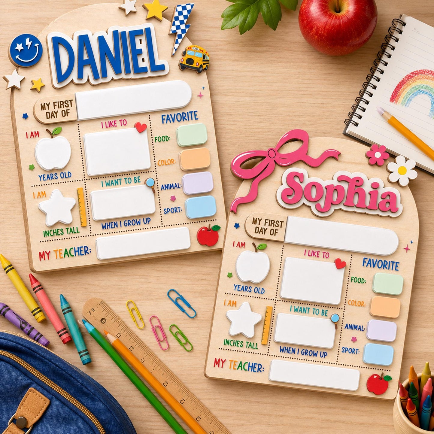 Custom First Day of School Sign, First and Last Day School Board, Preschool Kindergarten Photo Prop, Reusable Dry Erase Back to School Sign - product image 12
