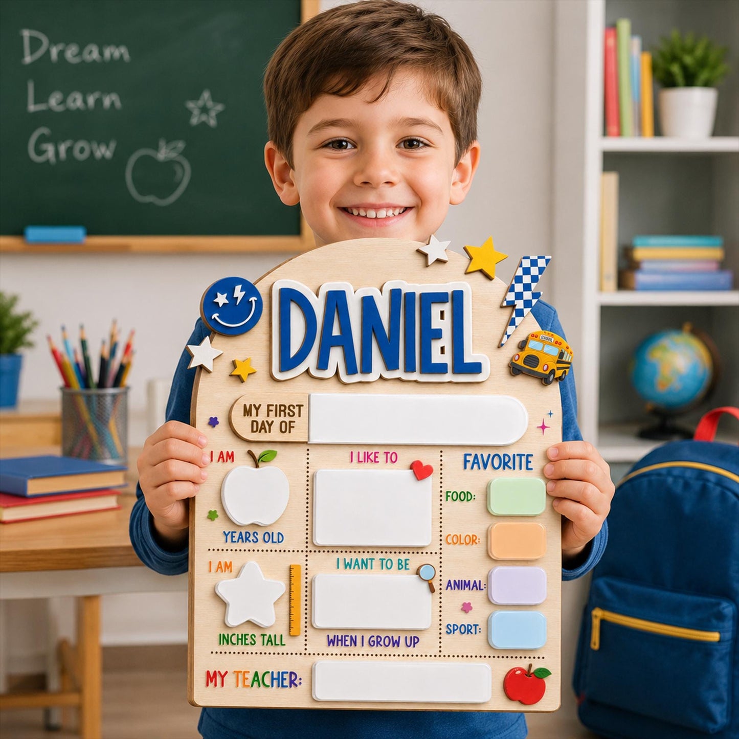 Custom First Day of School Sign, First and Last Day School Board, Preschool Kindergarten Photo Prop, Reusable Dry Erase Back to School Sign - product image 9