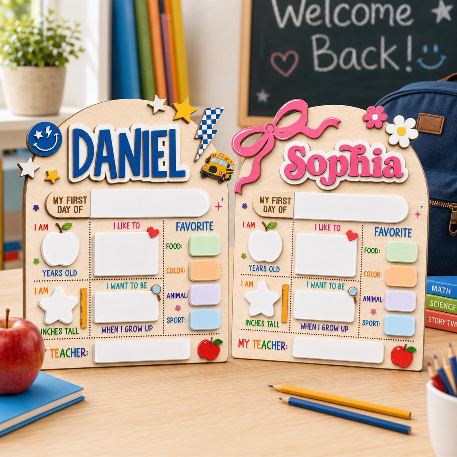 Custom First Day of School Sign, First and Last Day School Board, Preschool Kindergarten Photo Prop, Reusable Dry Erase Back to School Sign - product image 11