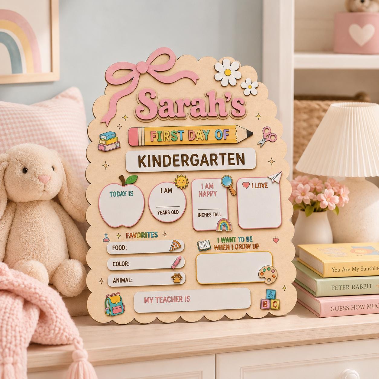 Personalized First Day of School Sign, Custom Kindergarten Milestone Board, Dry Erase School Sign, Back to School Gift for Kids - product image 8