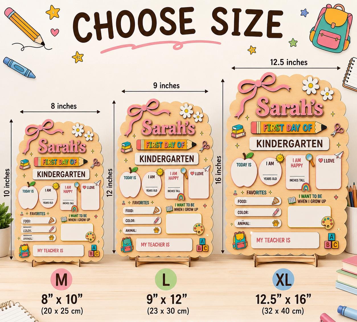 Personalized First Day of School Sign, Custom Kindergarten Milestone Board, Dry Erase School Sign, Back to School Gift for Kids - product image 5