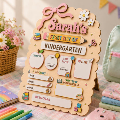 Personalized First Day of School Sign, Custom Kindergarten Milestone Board, Dry Erase School Sign, Back to School Gift for Kids - main product image