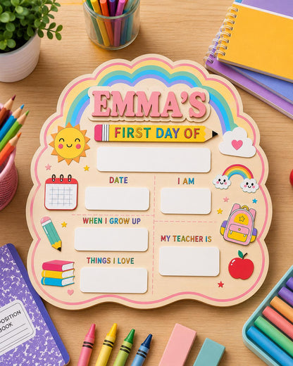Personalized First Day of School Sign, Rainbow Back to School Board, Custom Name Milestone Sign, Preschool Kindergarten Photo Prop - product image 6