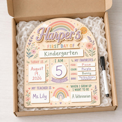 Custom Boho Rainbow First Day of School Sign for Girls, Personalized Back to School Board, Editable School Photo Prop, Reusable Milestone - product image 8