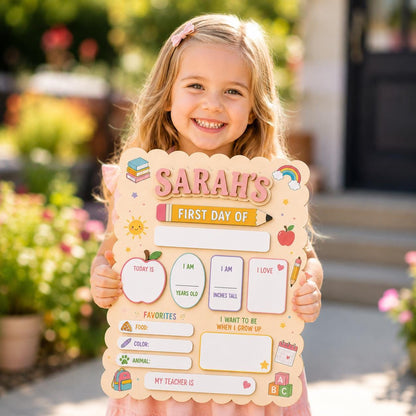 Personalized First Day of School Sign, Reusable School Board, Custom Back to School Sign, Dry Erase Milestone Board, 1st School Keepsake - product image 2