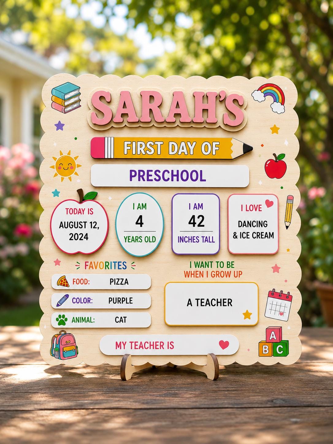 Personalized First Day of School Sign, Reusable School Board, Custom Back to School Sign, Dry Erase Milestone Board, 1st School Keepsake - product image 3