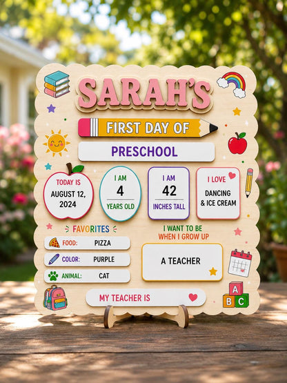 Personalized First Day of School Sign, Reusable School Board, Custom Back to School Sign, Dry Erase Milestone Board, 1st School Keepsake - product image 3