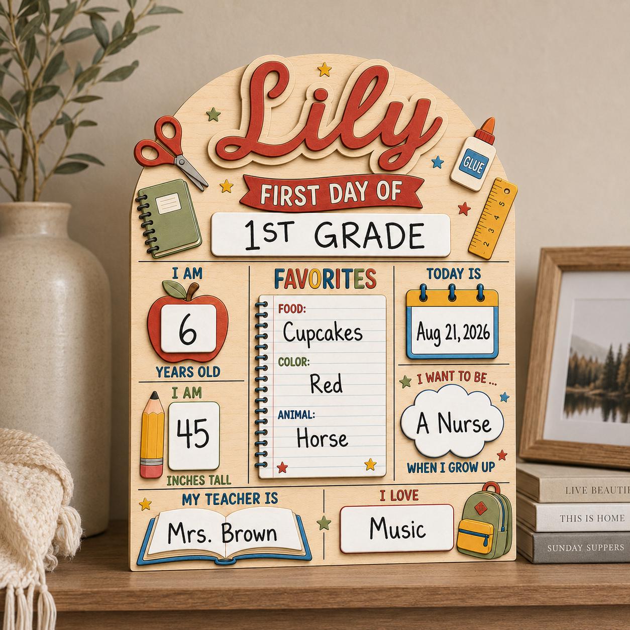 Personalized First Day of School Sign, Custom Name Back To School Board, Reusable Photo Prop Back to School Sign - product image 8