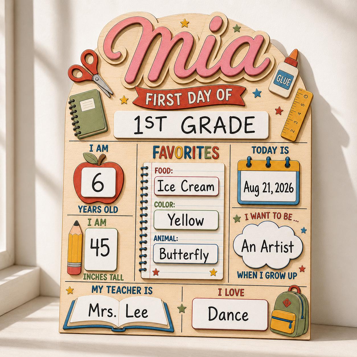 Personalized First Day of School Sign, Custom Name Back To School Board, Reusable Photo Prop Back to School Sign - product image 6