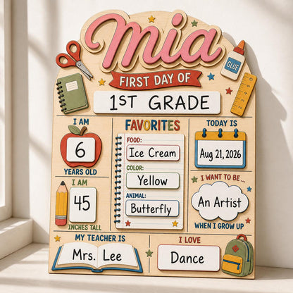 Personalized First Day of School Sign, Custom Name Back To School Board, Reusable Photo Prop Back to School Sign - product image 6