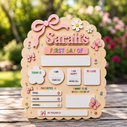Personalized Interchangeable First & Last Day of School Sign, Butterfly School Milestone Board, Custom Wood Photo Prop, Back to School Board - product image 4