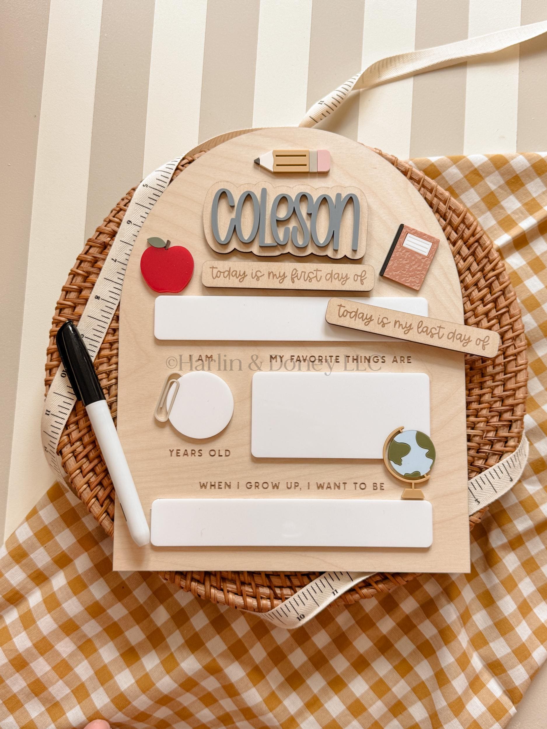 Personalized First & Last Day of School Sign | Reusable Dry Erase Board, Back to School Photo Prop, Kindergarten to 12th Grade, Custom Name - product image 2