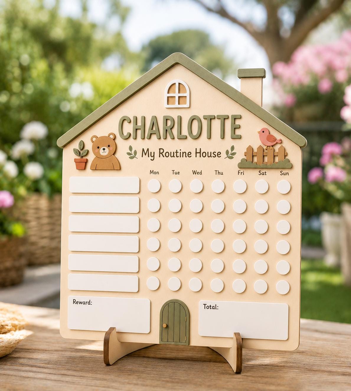 Personalized House Daily Routine Board | Montessori Chore Chart for Kids | Custom Name Habit Tracker | Reusable Task Board - main product image